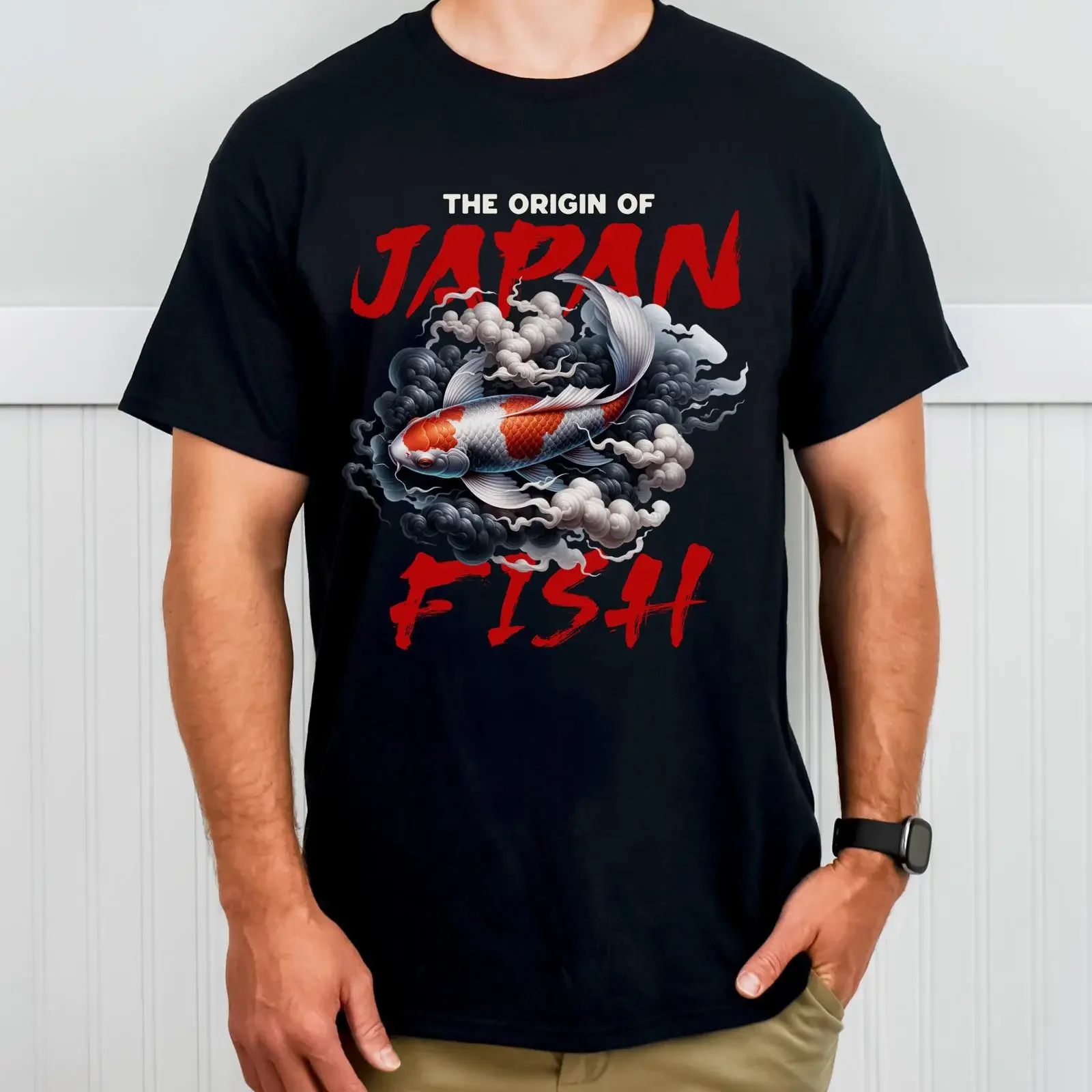 Japanese Koi T Shirt Traditional Streetwear Look S 2XL various colors vintage Washed Stylish homme Stretched streetwear