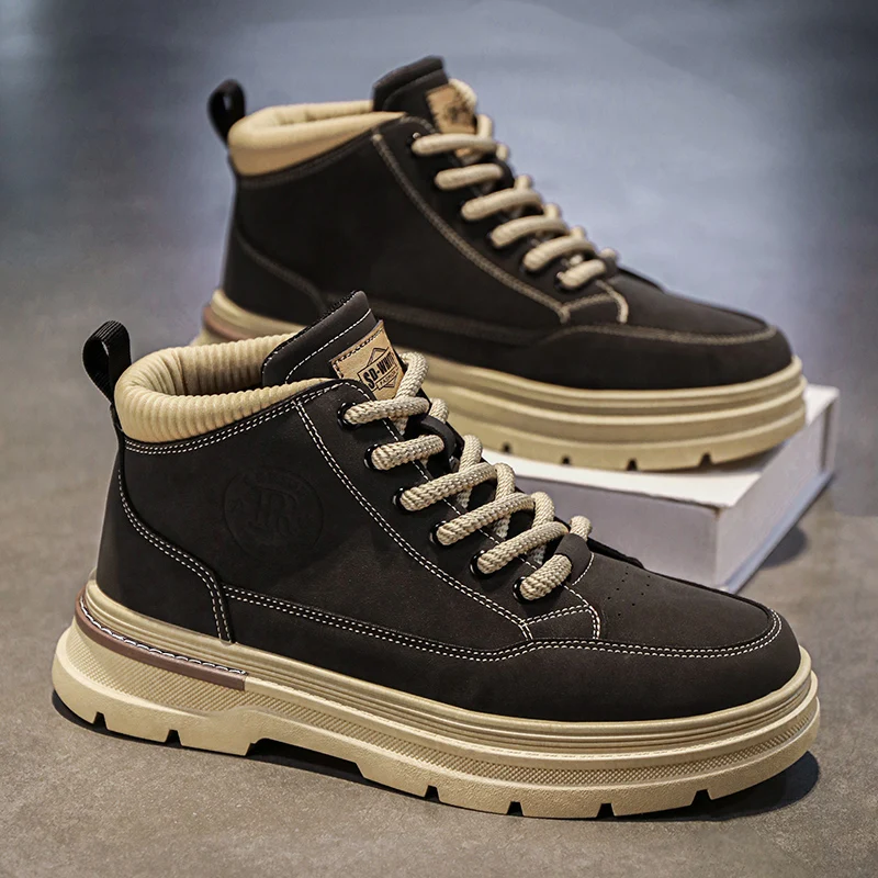 

Men's High-top Boots High-quality Leather Shoes Fashionable Outdoor Casual Shoes Men's Plus-size Boots Zapatillas Para Hombre