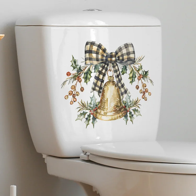 Kreativer Schleifen-Glocken-Wandaufkleber für Badezimmer, Toilette, Weihnachtsdekoration, Wandbild für Zimmer, Schrank, Festdekoration, selbstklebende Aufkleber – Detail 6