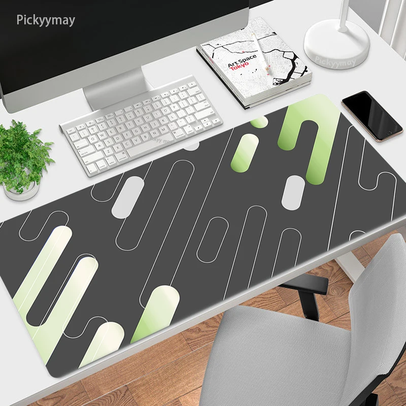 

Large Geometric Mousepad Computer Keyboard Rugs Rubber Soft Gamer Gaming Accessories Black Mause Pad Office Carpet Locking Edge