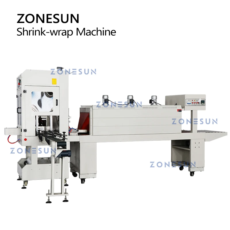 ZONESUN Automatic Shrink Wrap Machine Beverages Bottle Wraping Cutting Shrinking Tunnel Drinks Product Packaging ZS-SPL4