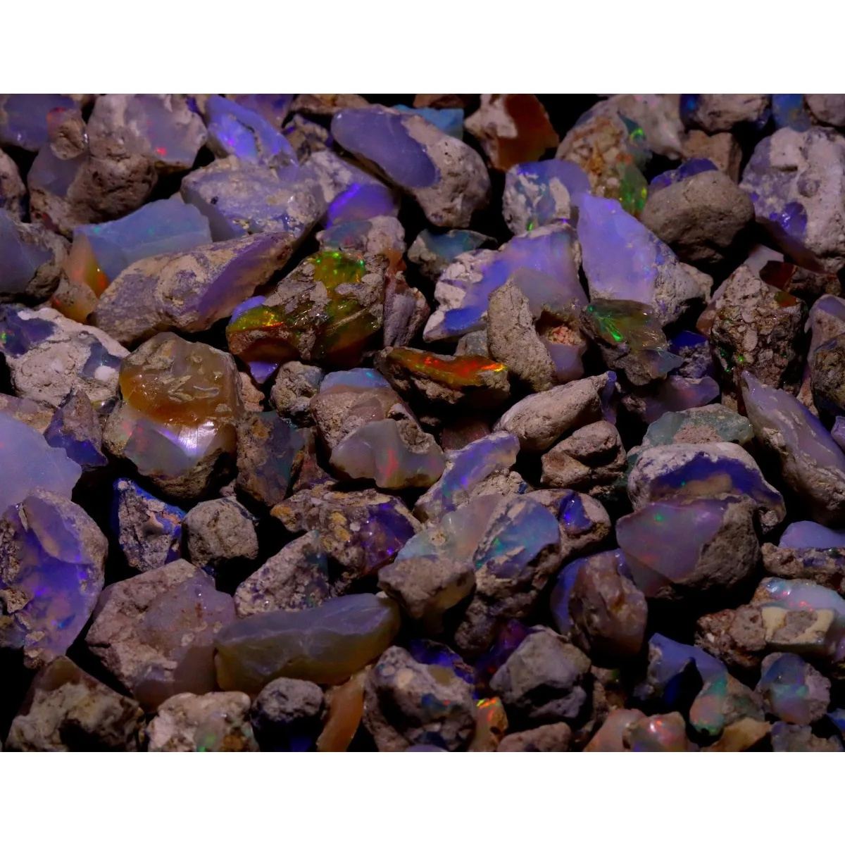 Natural Ethiopian Welo Opal 25-80CT Rough Fire Opal Gemstone Rainbow Flash Crystal Opal Loose Stone Collection
