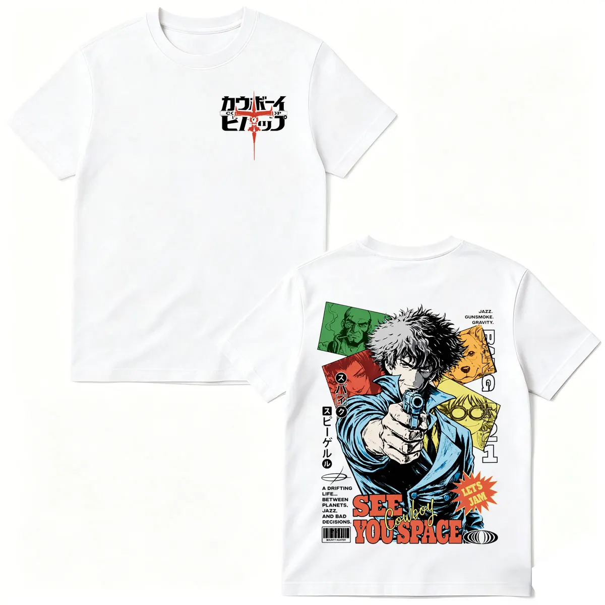 Japanese Anime Cowboy Bebop Spike Spiegel T Shirts Men's Women Clothing Fashion Short Sleeve Oversized T-shirts Tops Streetwear