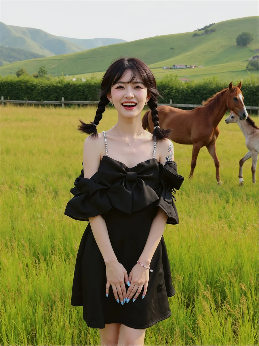 여성용 드레스 데이 파티 섹시 A라인 퍼프 소매 브이넥 보헤미안 한국 유럽 미국 중국 일본 프랑스 민족풍