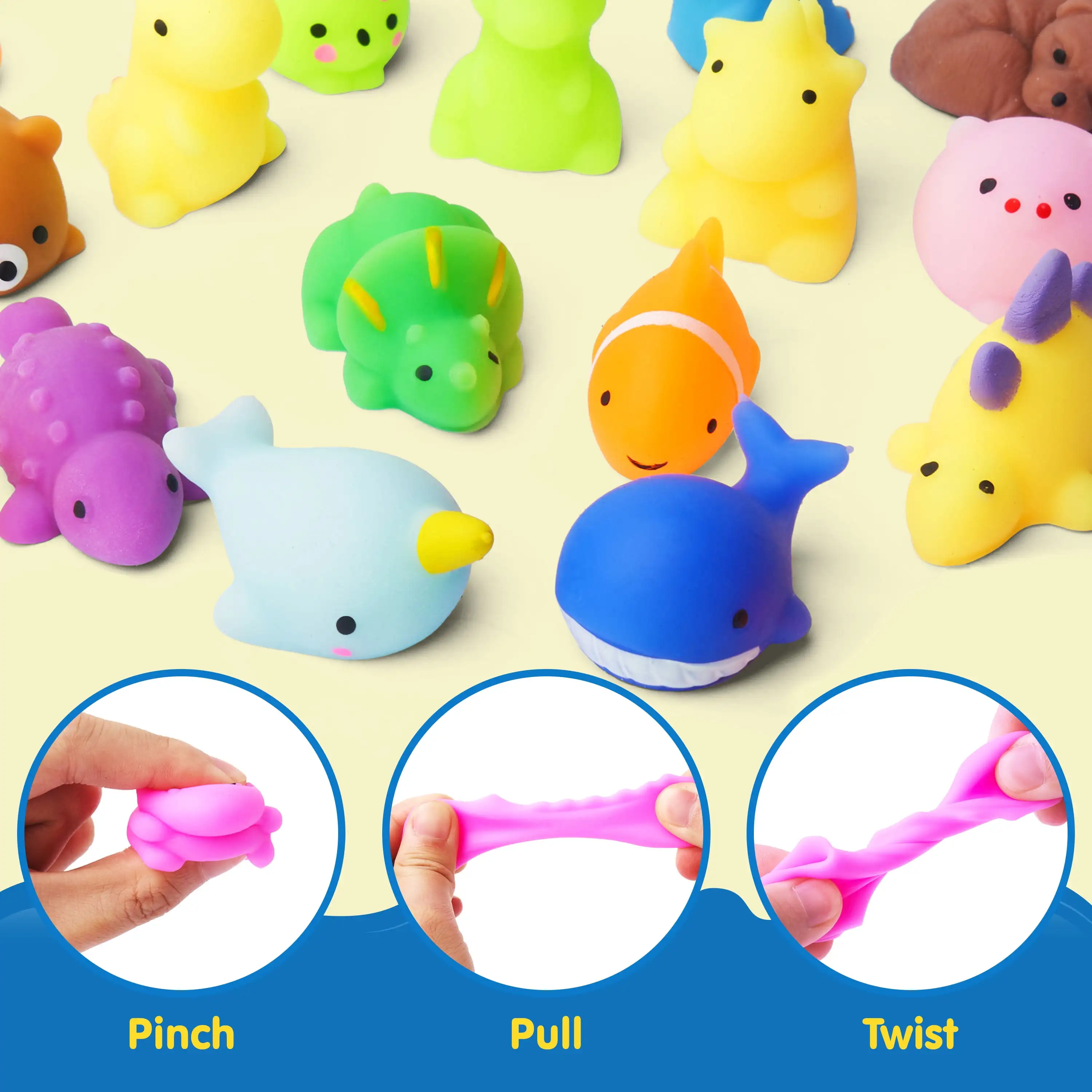 Joyfy 100 pezzi mini animali e frutta mochi squishy per bambini bomboniere giocattoli antistress novità giocattoli agitati regali di compleanno