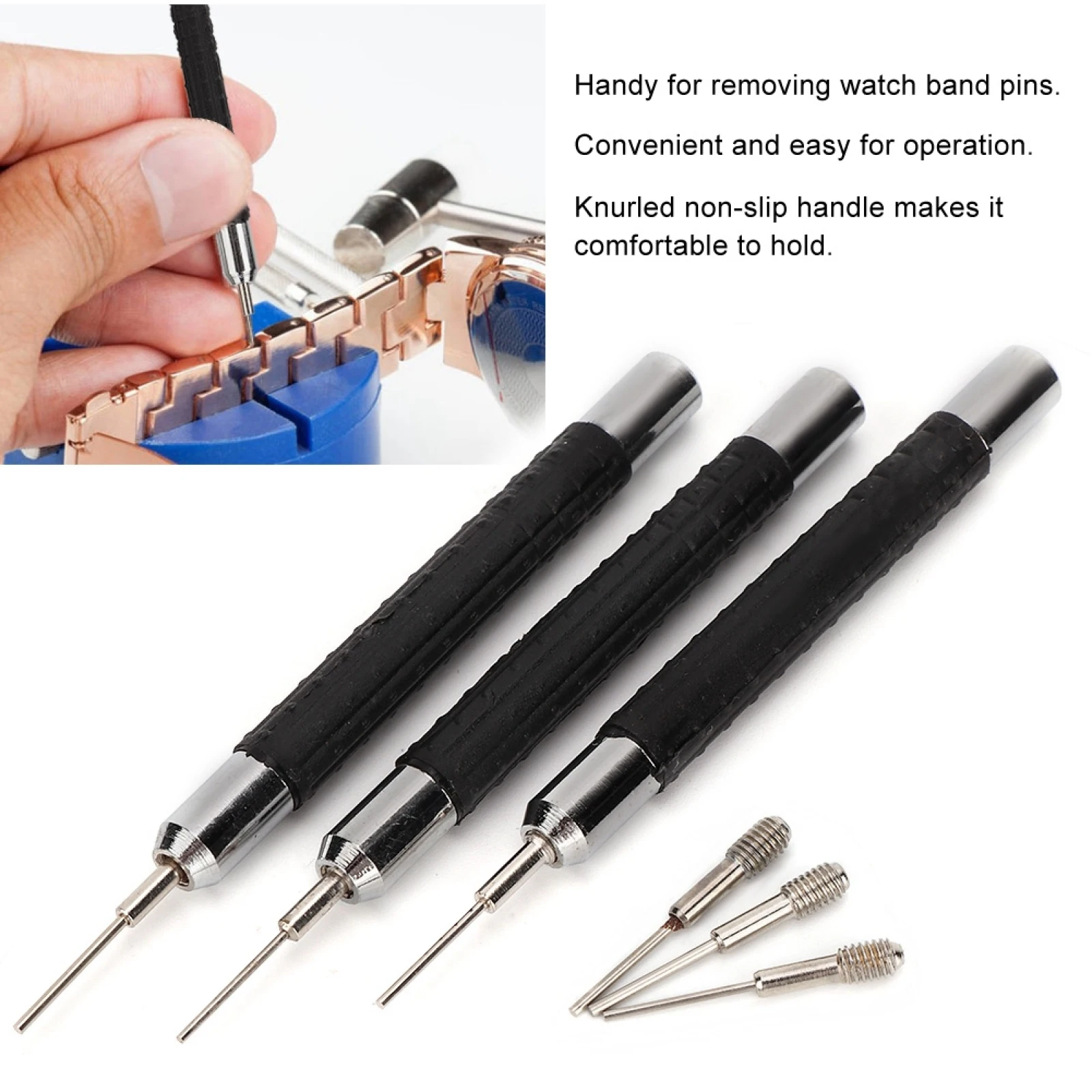 3 قطعة حزام (استيك) ساعة حزام سوار ربط دبوس مزيل 3 الإبر دبوس لكمة ساعة ربط الربيع القضبان الضابط الساعاتي أداة إصلاح