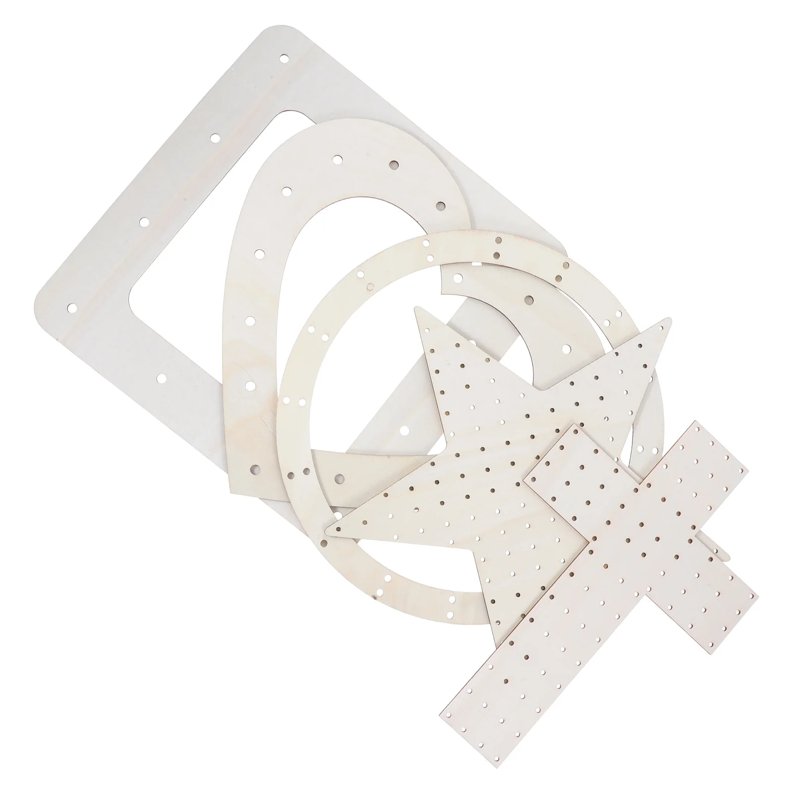 

5pcs Wooden Wreath Frame Square Round Heart Shaped Craft Frames for Holiday Decorations Wedding Party Easter Thanksgiving