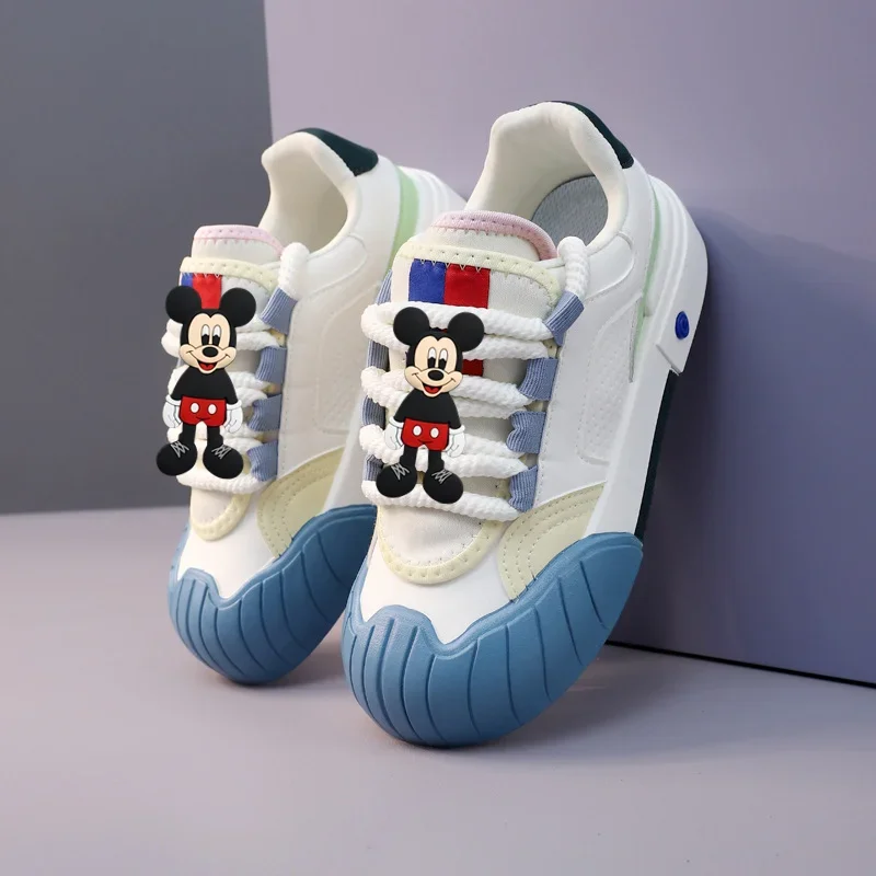 Disney mickey mouse sapatos casuais femininos nova minnie primavera e outono moda tênis aumentando dos desenhos animados tênis de corrida
