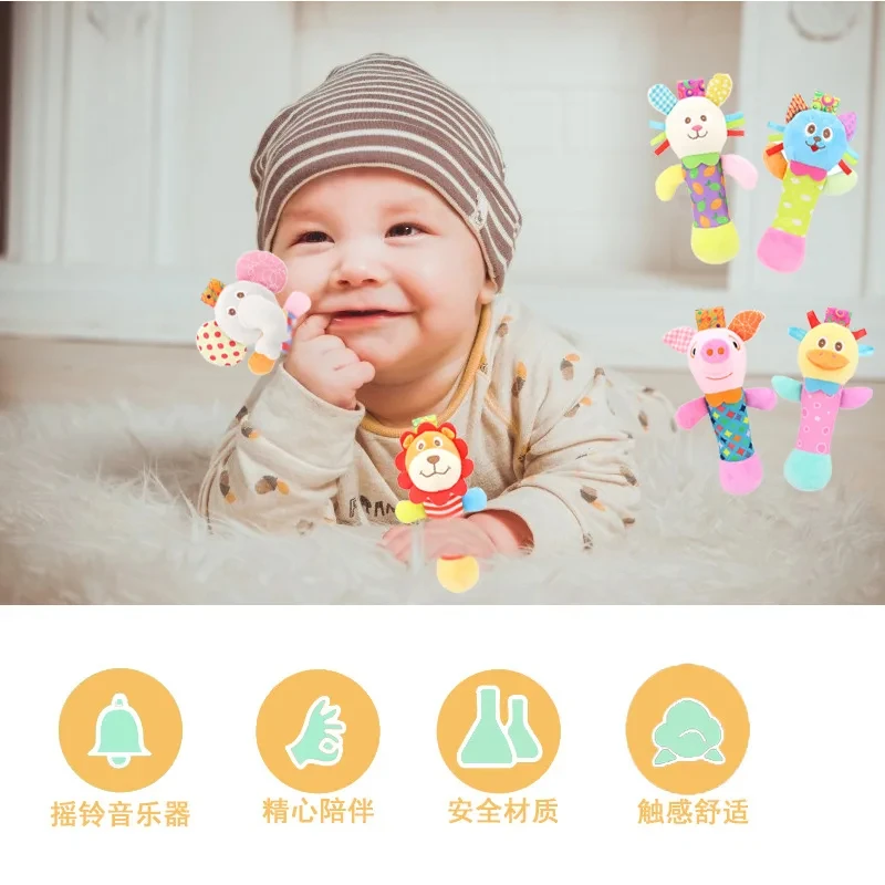 Plush Baby Rattle Toys Infant Rattle Hand Bell Stick Animal Mobiles Toy for Toddler Children Plush Bebe Toddler Toys Gifts