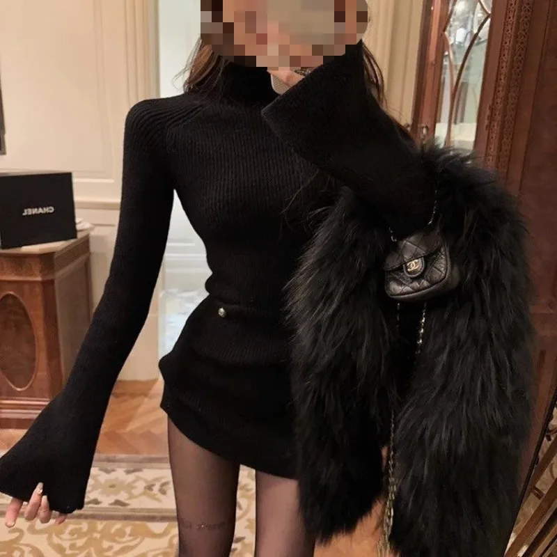 

Вязаное платье для детей на осень и зиму, размер 20, с юбкой до бёдер.