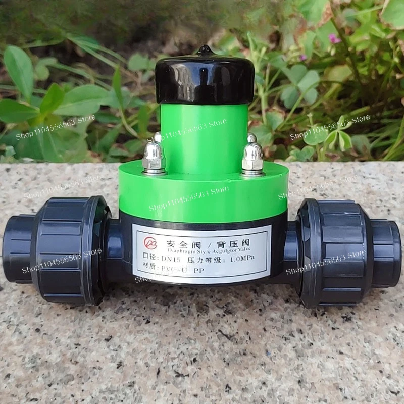 DN15/20 UPVC slipknot for metering pumps, plastic back pressure valve/safety valve, one-way pressure relief valve