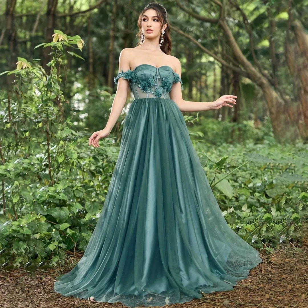 

Платья для выпускного вечера «Лесная фея» Зеленая милая корсет с открытыми плечами Великолепное вечернее платье по индивидуальному заказу Длинное выпускное платье для девочек