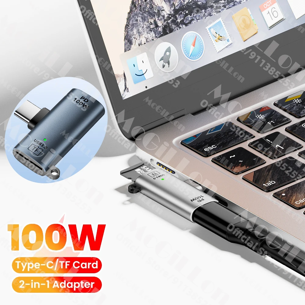 2 in 1 OTG Adapter Type C Male to USB3.0 TF Memory Card Reader U Disk Reading PD100W Fast Charging USBC For iPhone Huawei Xiaomi