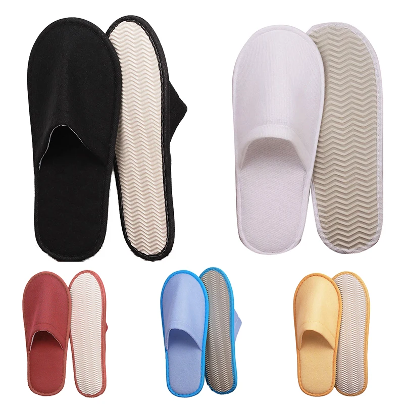 1pair Disposable Slippers Men Women Unisex Closed Toe Shoes Hotel Travel Home Guest Sanitary Party Non-slip Soild Color Slipper