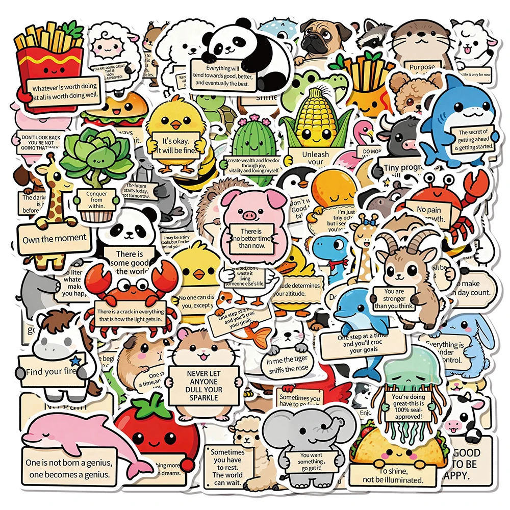 

10/30/50/100pcs Funny Emotional Support Animals Stickers Cute Cartoon Creative Sticker Stationery Phone Notebook Decals Packing