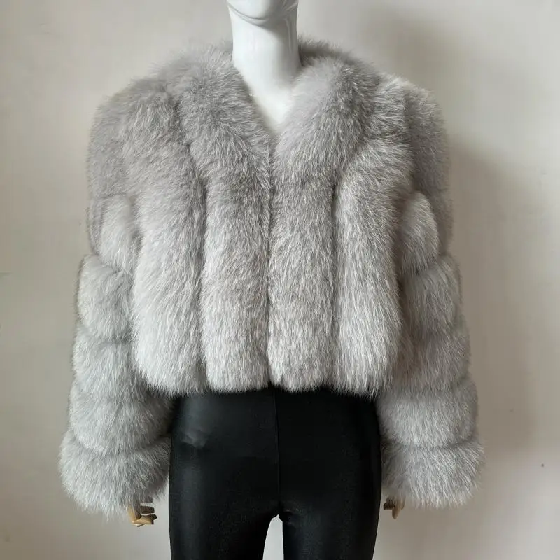 2023 New Short Style Real Fox Fur Coat Winter Woman Natural Warm Fashion Luxury