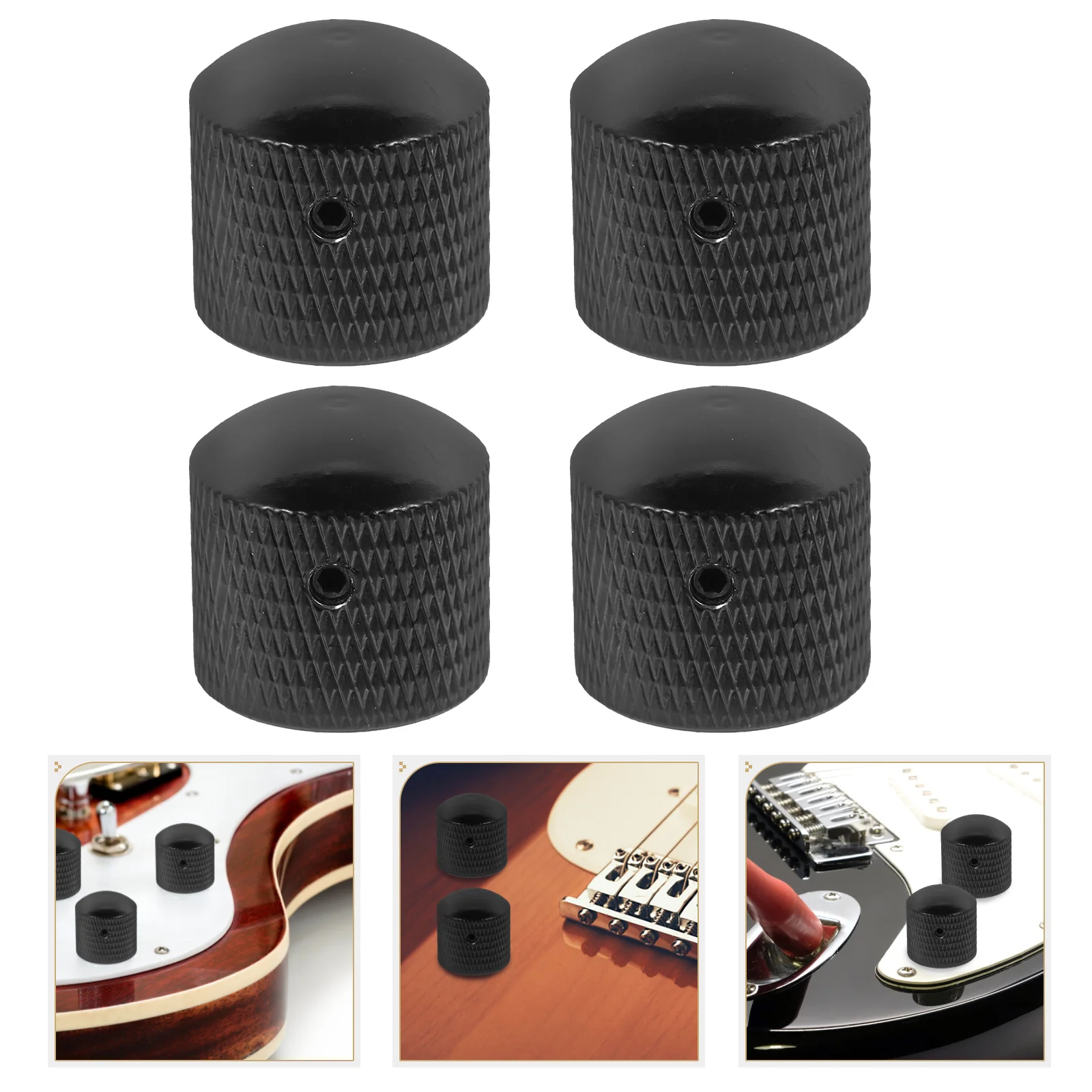 

4 Pcs Guitars Electric Knob Knobs Volume and Tone Control Potentiometer Caps Black