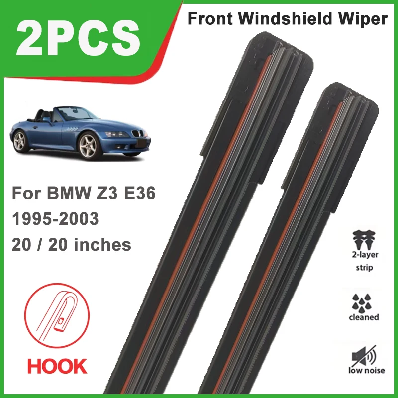 

20"+20" Double Rubber Front Wiper Blades, Durable Windscreen Windshield Replacement Parts For BMW Z3 E36 1995-2003 1996 1997