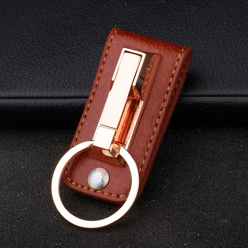 Men Leather Stainless Steel Detachable Keychain Waist Belt  Anti-Lost Buckle Hanging Key Ring Passes Belts Up To 48mm in Width