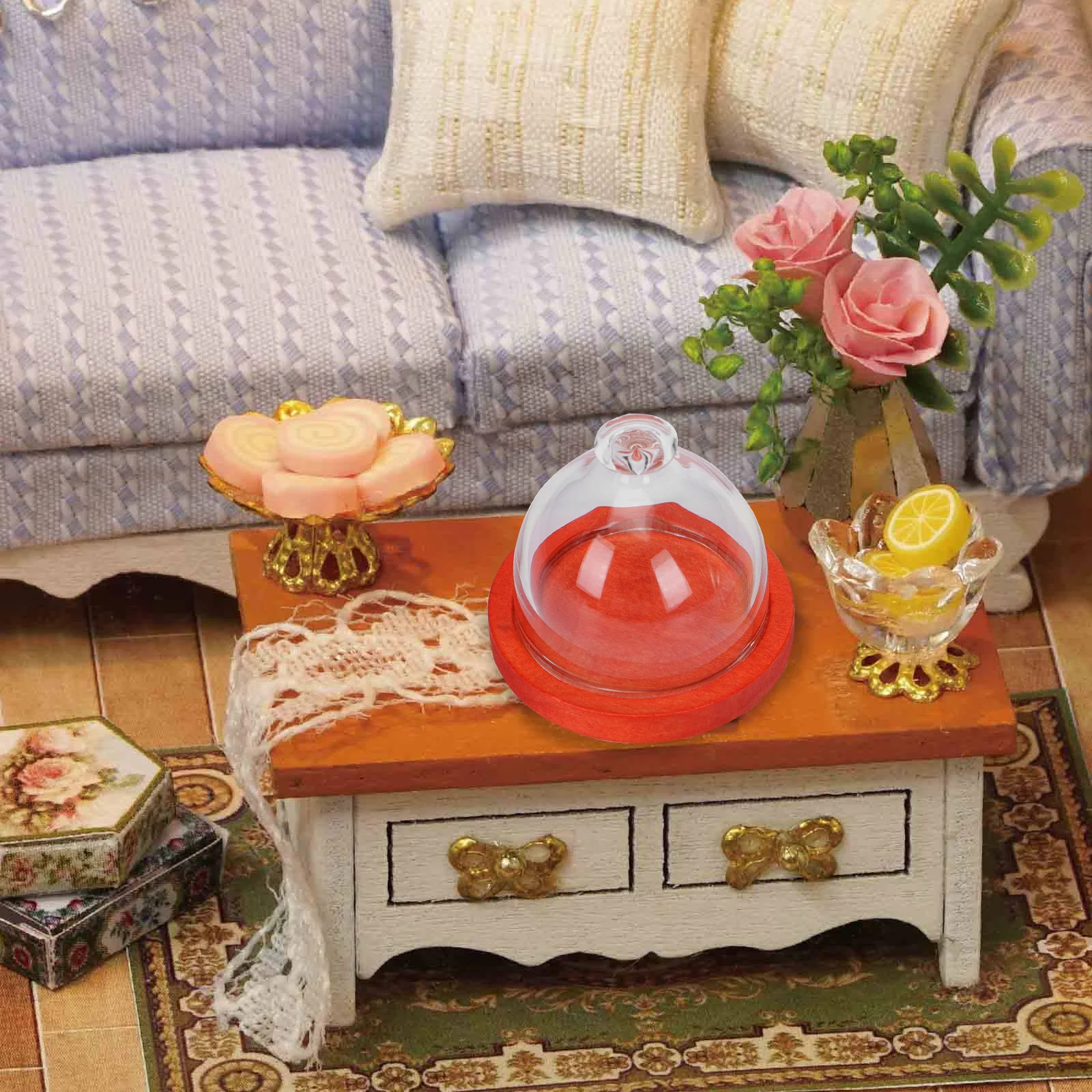 

2 Sets Dessert Cake Cover Party Tier Toppers Mini Domes Desserts Decorating Miniature Playing House Flat Child