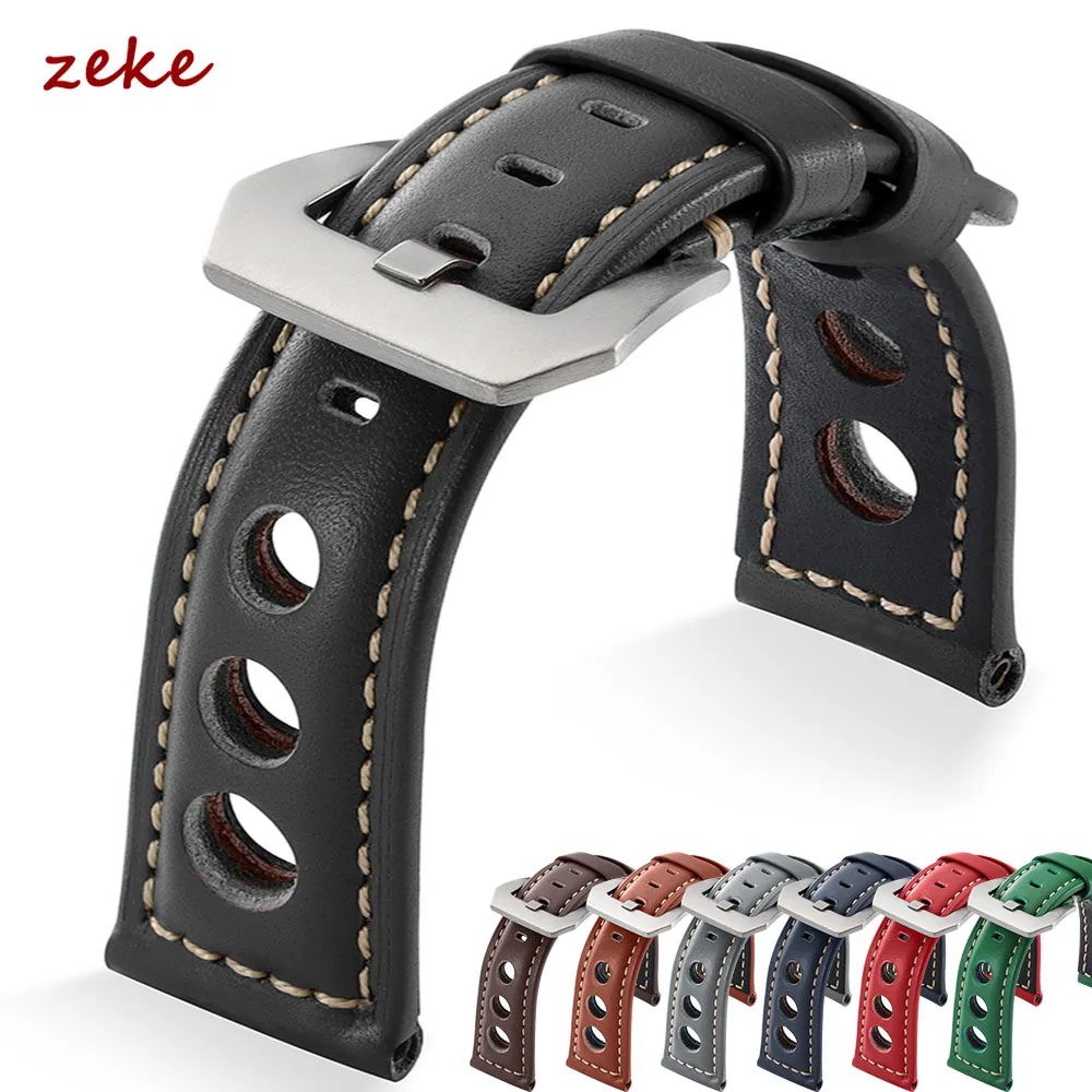 Vintage-Uhrenarmband aus Rindsleder, atmungsaktiv, echtes Leder, 20 mm, 22 mm, 24 mm, 26 mm, Herren-Uhrenarmband mit Dornschließe