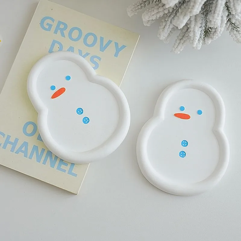 Creative Christmas Candle Holder Thickened Gypsum Snowman Ornament Holiday Aromatherapy Candle Tray Home Decoration Ornament