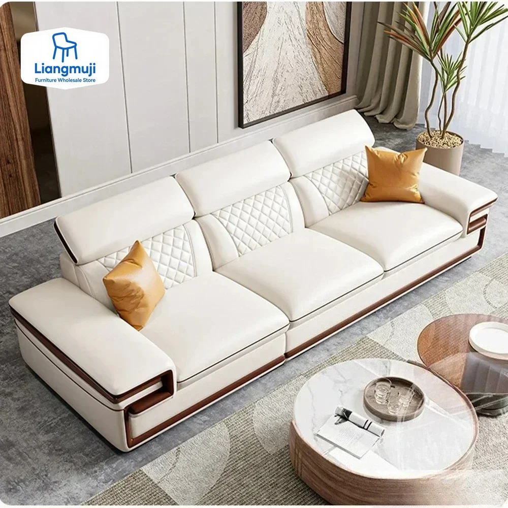 

Linlamlim Премиальный итальянский диван из натуральной кожи для гостиной с регулируемыми подголовниками, Bluetooth-динамиком, беспроводной зарядкой