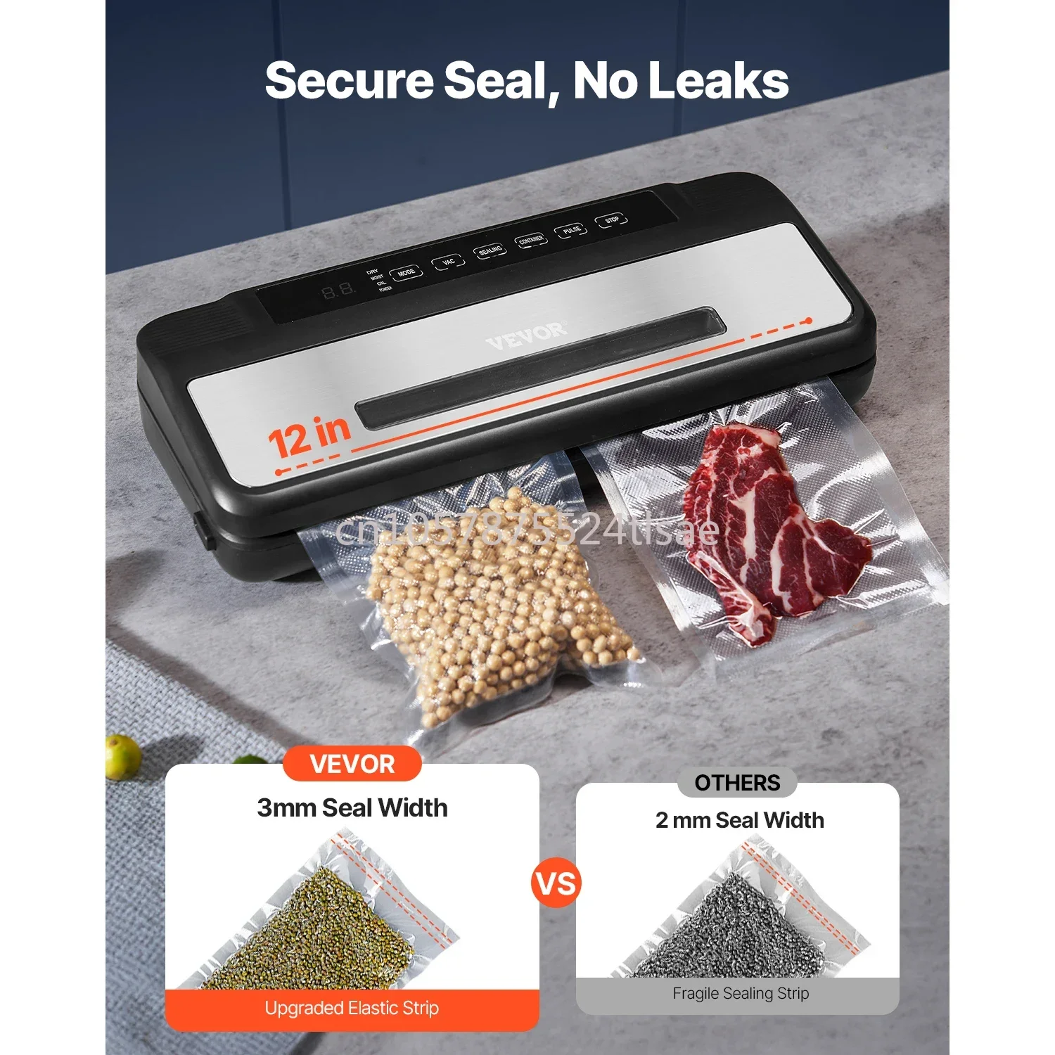 

7-in-1 Electric Vacuum Sealer Machine Dry/Wet Food Sealer 80Kpa 120W with Built-in Cutter Knife for Kitchen Food Storage