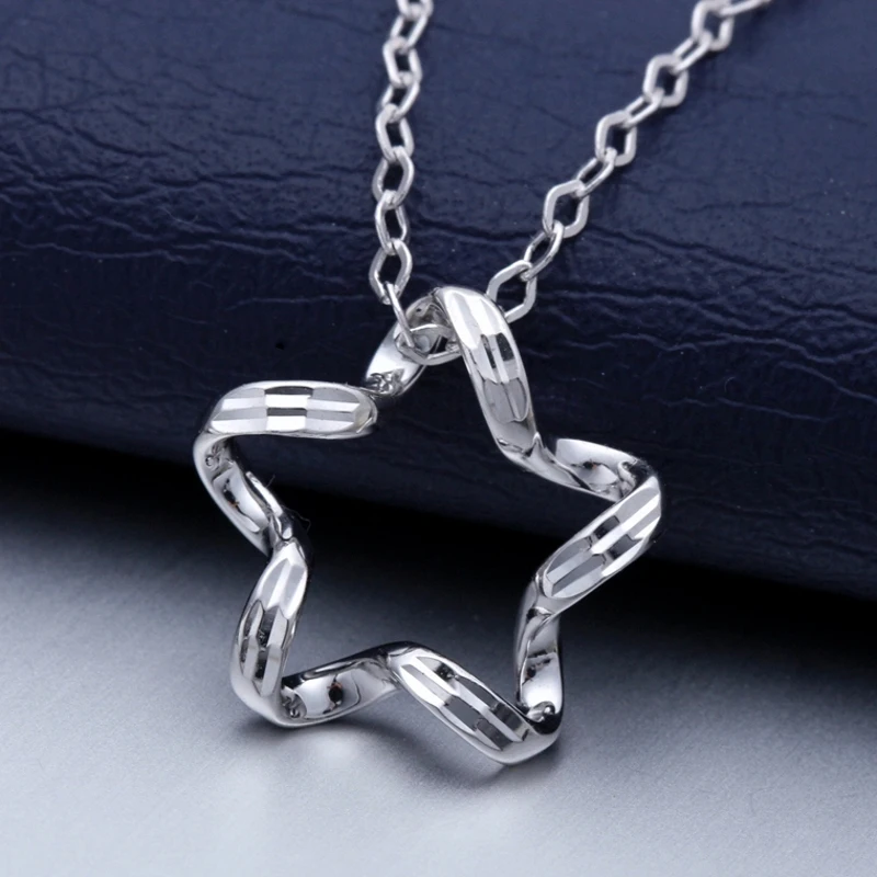 

PT950 Real Pure Platinum 950 Pendant Men Women Lucky Gift Wishing Twisted Star Pendant 13mm Width Size About 1g