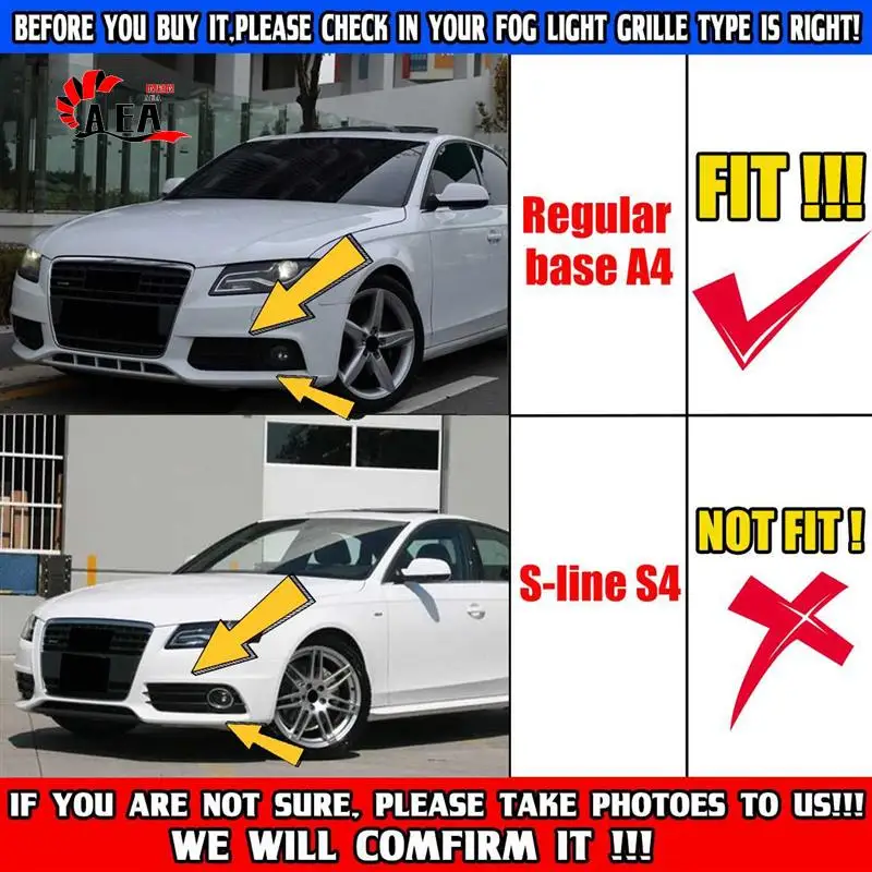 

AEA0-Black Car Front Fog Light Mesh Grille Cover For A4 B8 2009-2011 Fog Lamp Honeycomb Grille Cover Parts Accessories