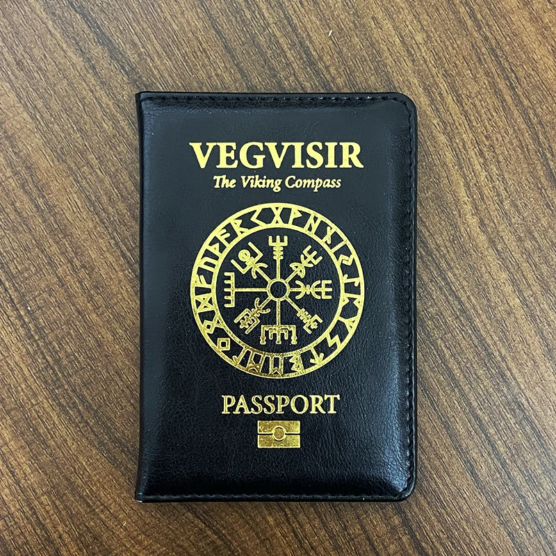 Compass Passport Cover Vegvisir Logo Case for Passports Travel Wallet Black holders Passport