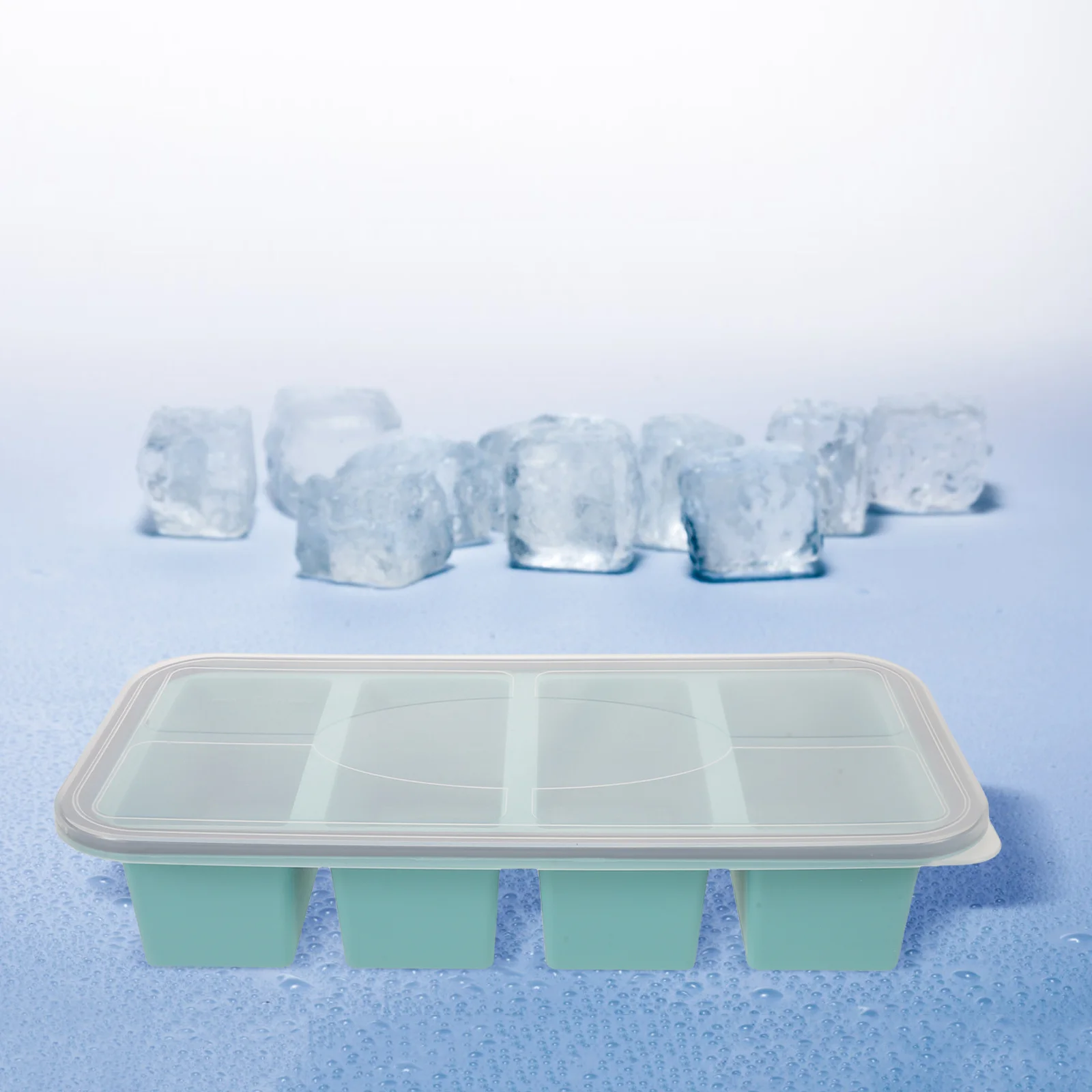 

1pcs Silicone Cake Molds For Mousse 4-Cavity Non-Stick Rectangle Baking Pan With Clear Lids Microwave Freezer Safe Dessert