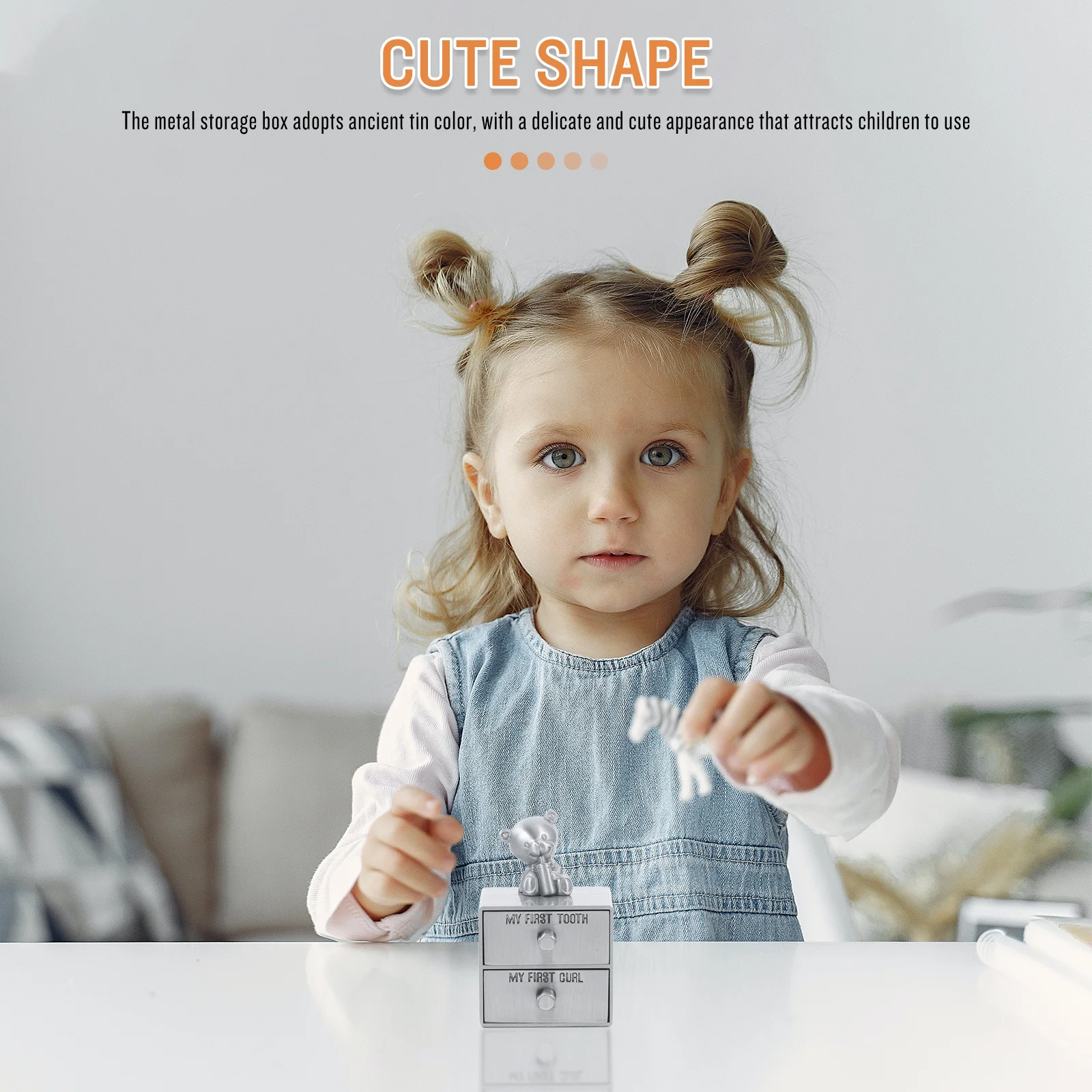 Baby eerste tand opbergdoos metalen lade organisator dubbellaags tand en krul aandenken voor babyhaar en tandencollectie