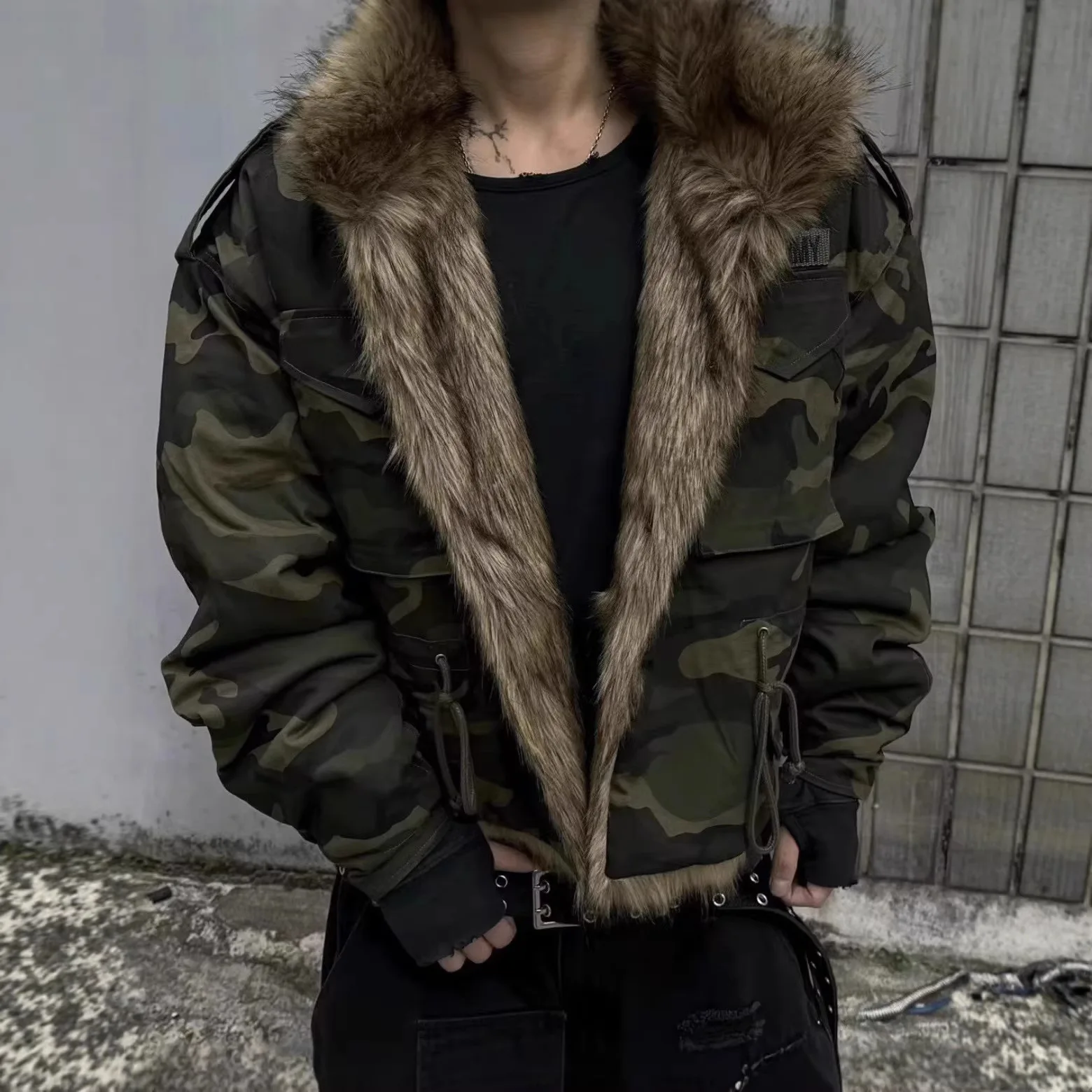 

Project G/R New Model Mountain Eagle Green Camouflage Multi-Pocket Down Collar Thick Jacket Sweater for Men Women Trendy Grailz