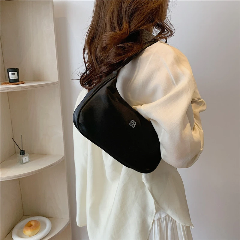 

Женская стильная сумка подмышки, однотонная простая сумка подмышки, модная сумка на плечо на молнии, шикарная сумка-хобо, вечерние сумки для отдыха