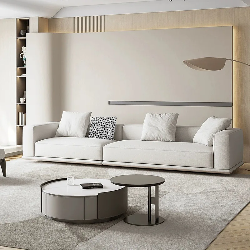 

HYS sofa straight row high-end cotton and linen sofa living room large flat corner combination sofa