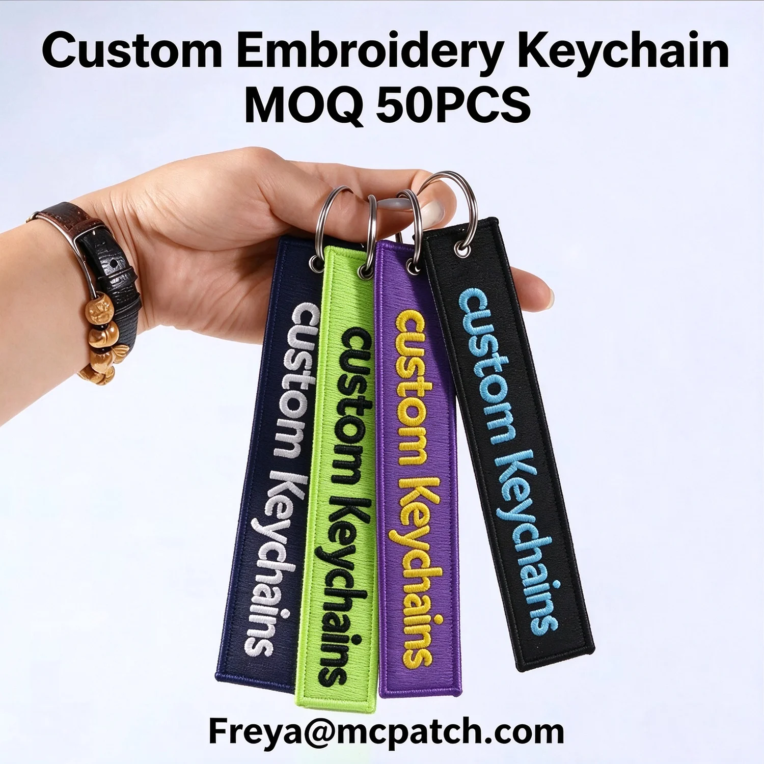 Custom Embroidery Keychain - Personalized Sports Team Key Tag Luggage Tag | MOQ 50PCS Bulk Custom Keychains for Corporate Gifts