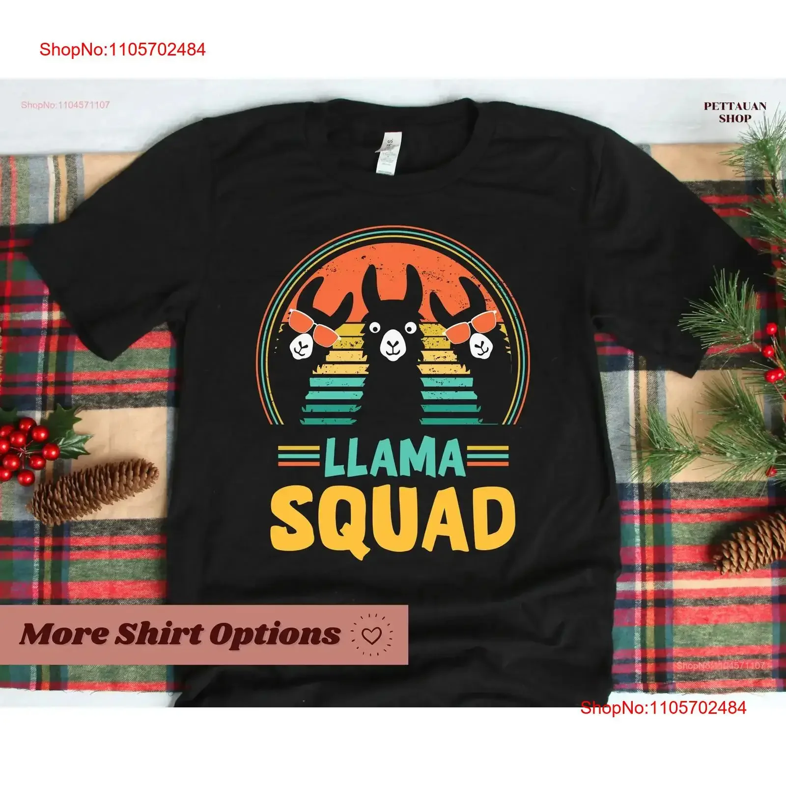 Funny Llama Squad Sunglasses Retro T Shirt Cool Vintage No Prob SweaT s vintage Washed Slightly fashion graphic Unisex