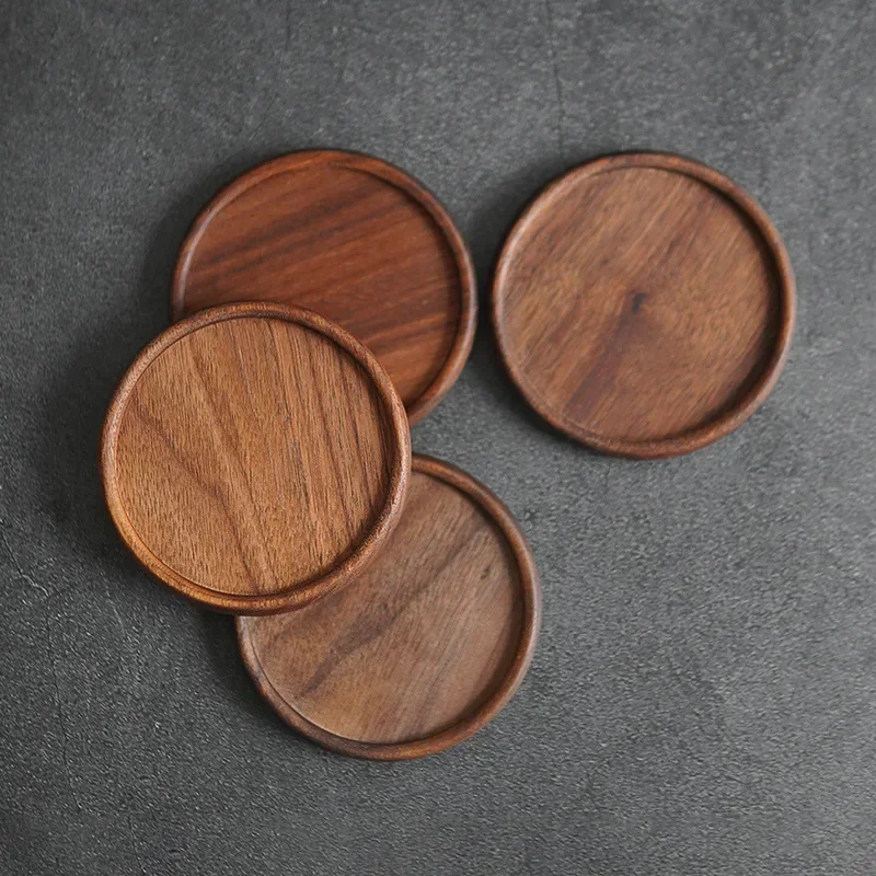 1PC Wood Coasters Walnut Beech Circular Drink Mat Tableware Tea Coffee Cup Pad Placemats Insulation Heat Resistant Mug Holder