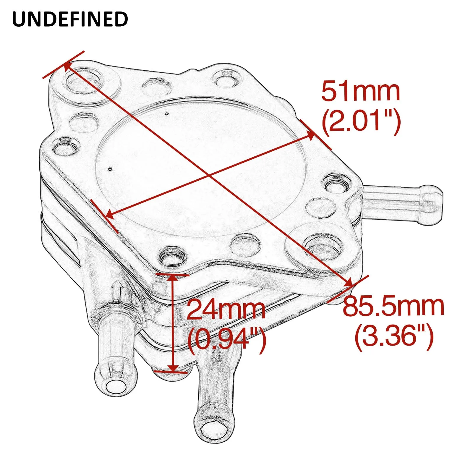 31 Liters/HR Square Fuel Vacuum Pulse Pump Single 1 Outlet Replace DF52-133-D for Golf Cart Snowmobiles Personal Watercraft