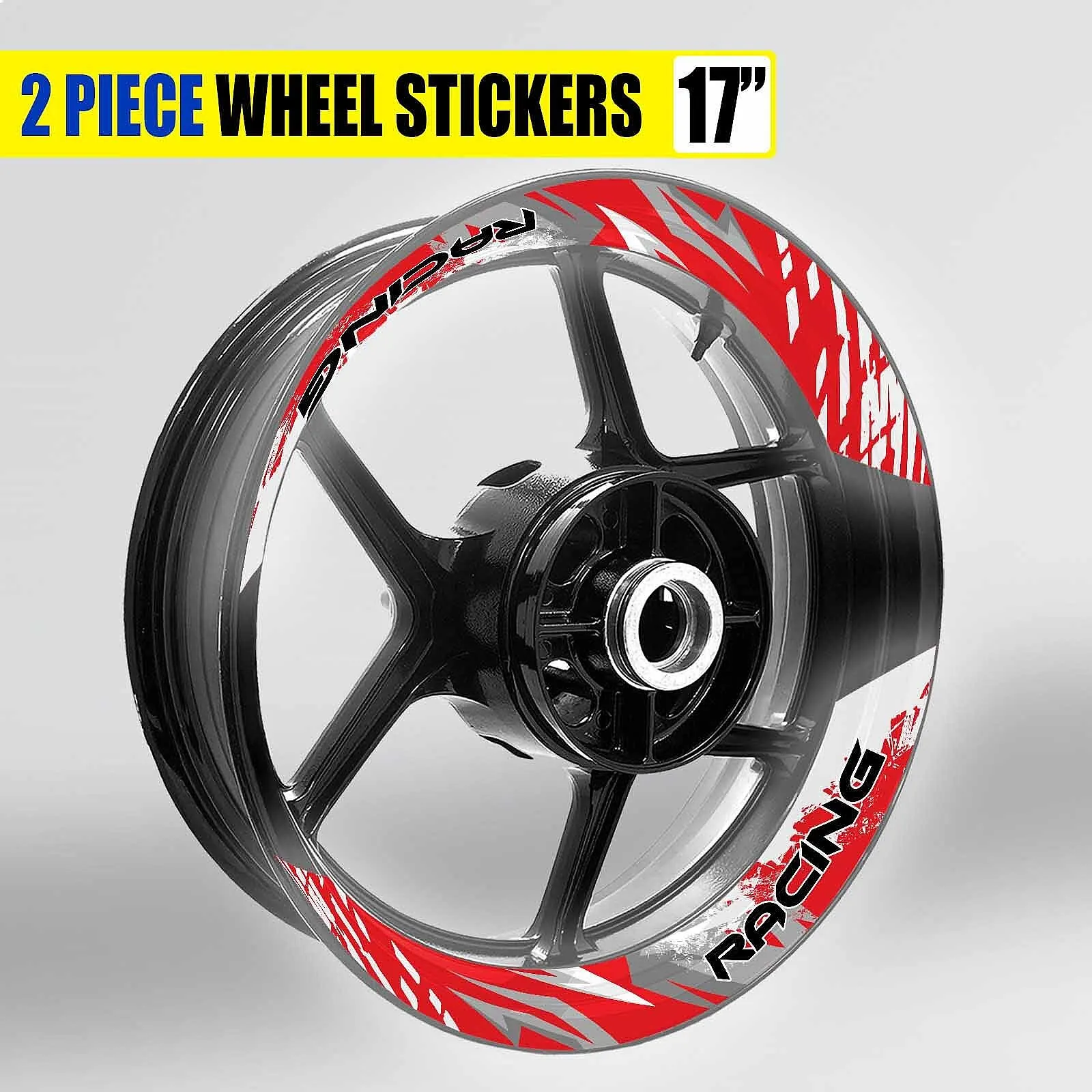 S02W Red 2-Piece Rim Decals Wheel Stickers For GSF650 GSF600 Bandit 2007-2012