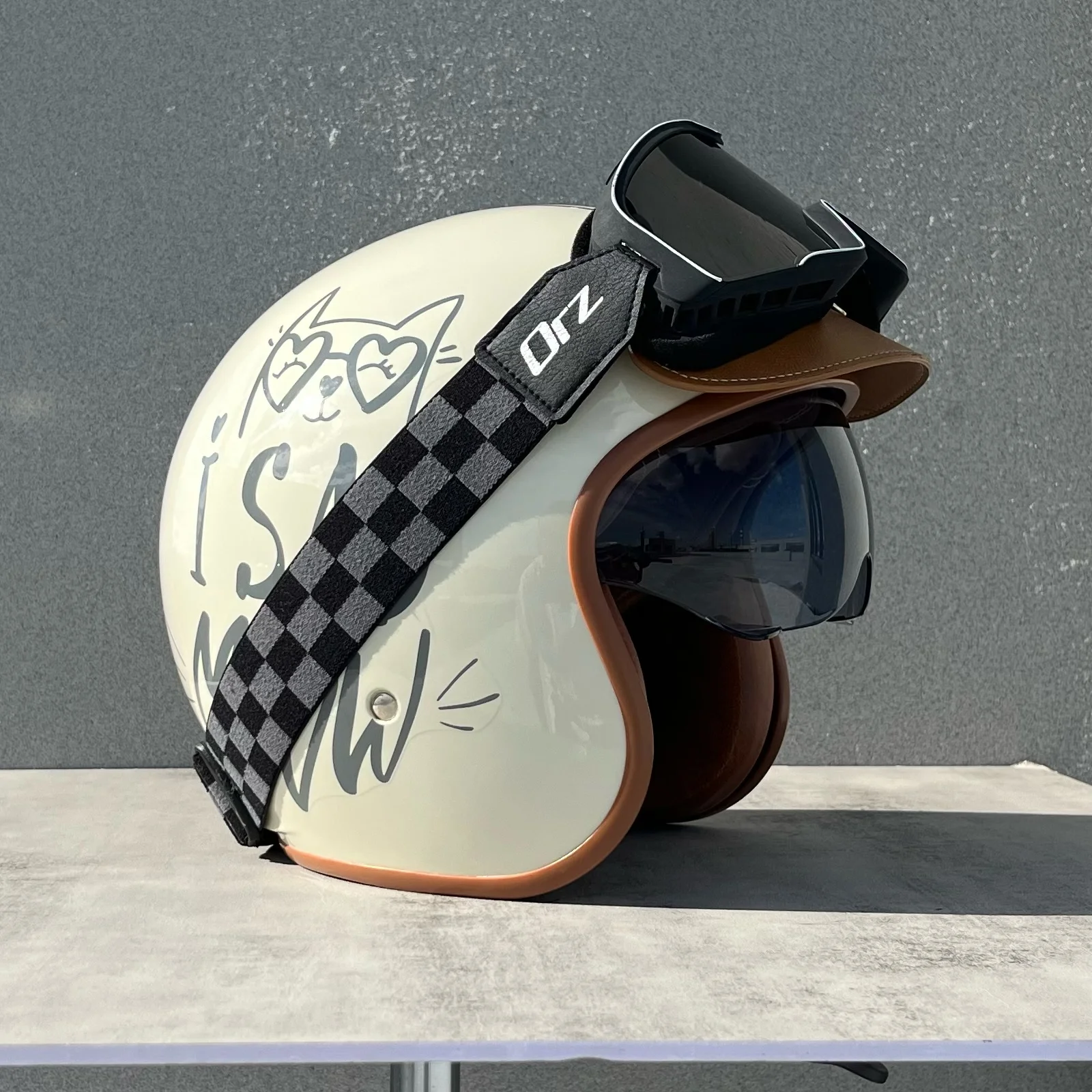 

Orz-060-ABS 3/4 Half Motorcycle Helmet with DOT Approval, Anti-UV Windproof Comfortable Liner for Adult Daily Commute Riding
