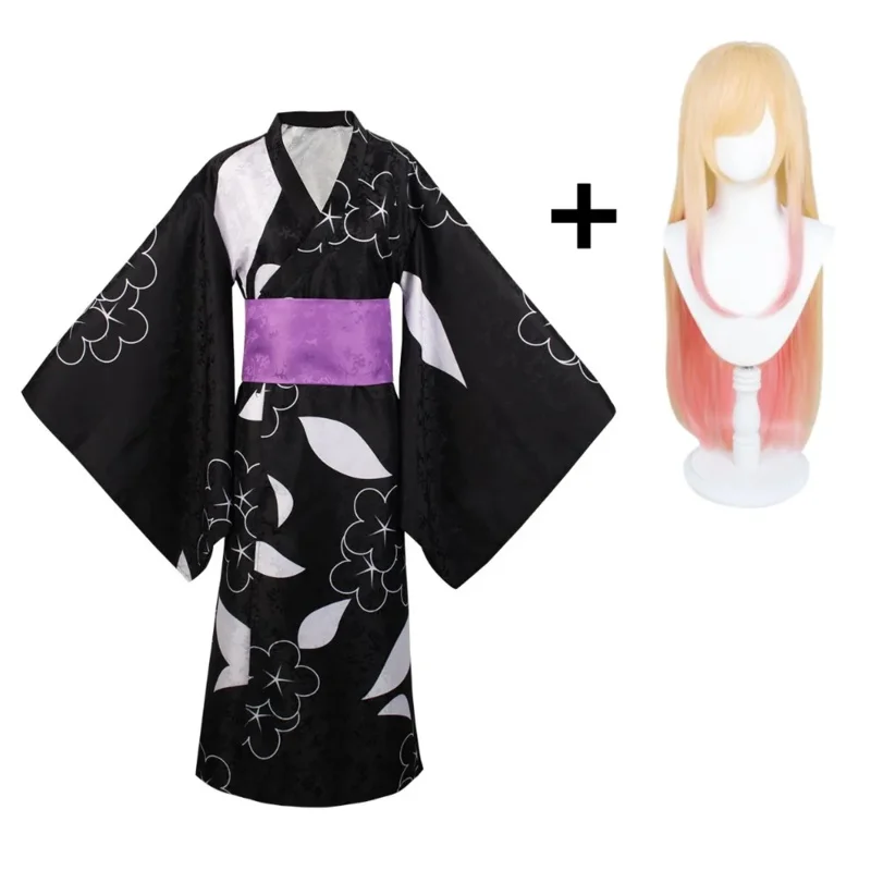 

Cosplay costume anime my dear dress Marin Kitagawa beautiful black yukata kimono suit Halloween uniform