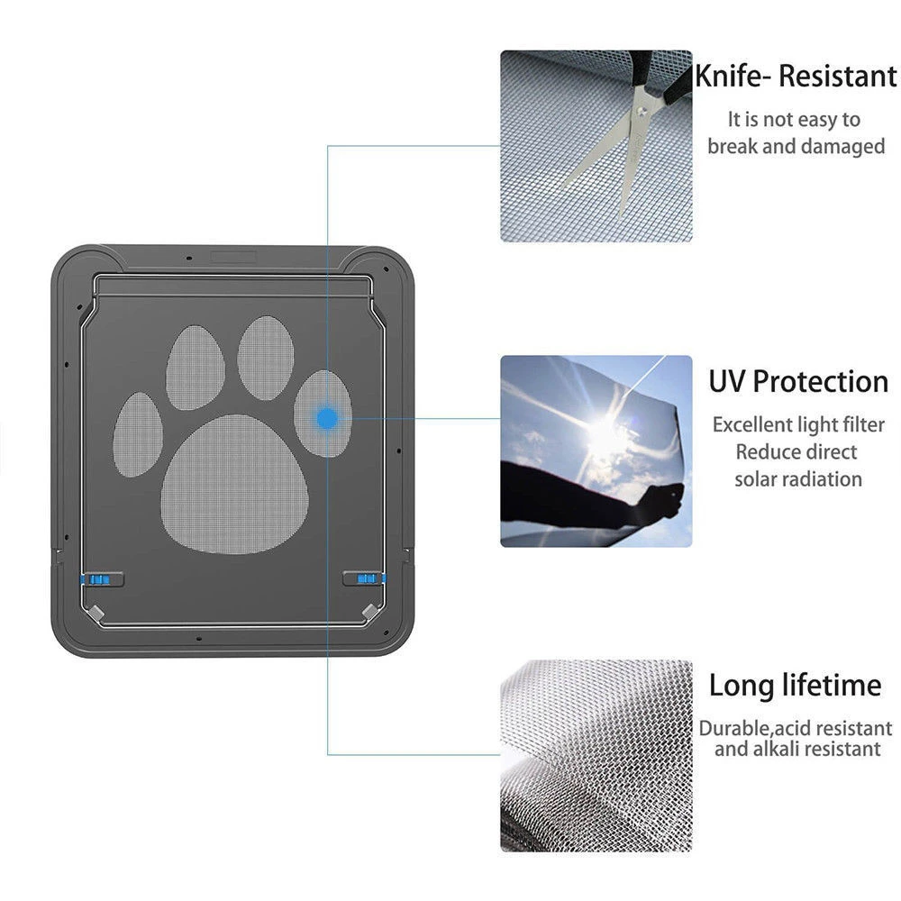 Cat Dog Pet Gate Self Closing Flap Door Lockable Magnetic Screen Outdoor Functional Door Anti Bite Puppy Cat Screen Window Door