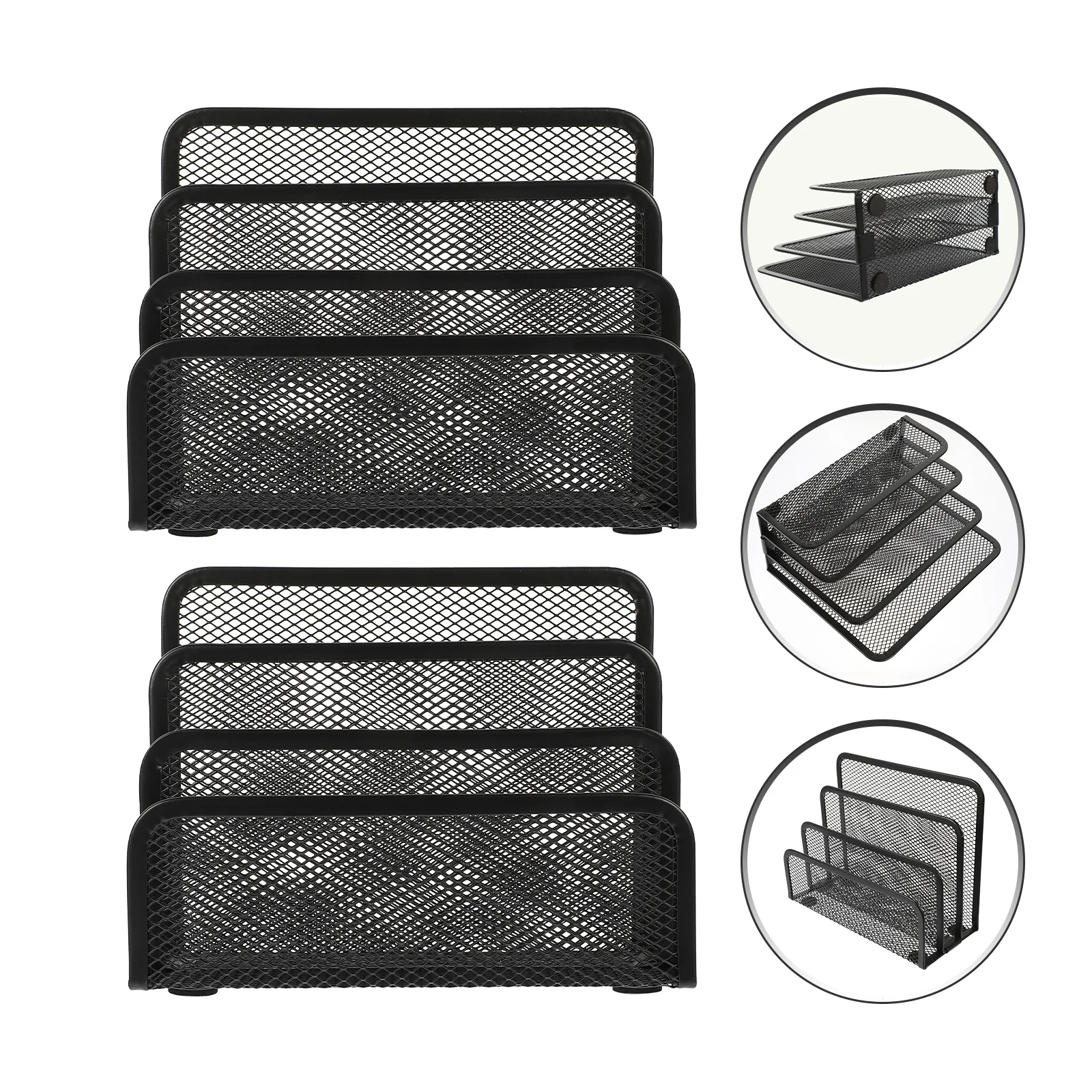 

2Pcs Bookend File Holder Rack Multi-Level Metal Desktop Organizer for Documents Magazines Office Home Storage Efficient