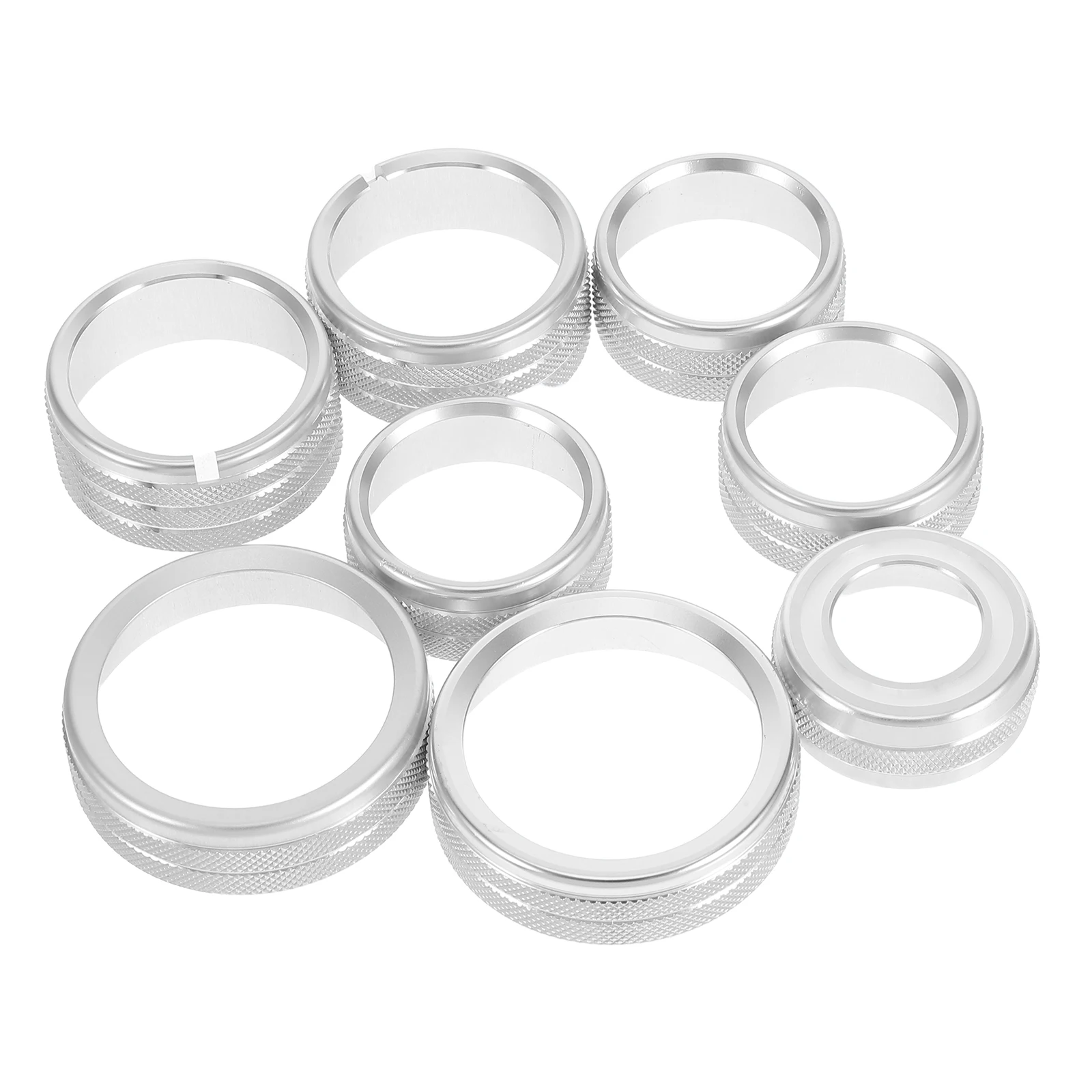

8 Pcs Interior Decorative Circle Aluminum Alloy Knob Car Volume Trim Air Conditioning Switch Button Covers Conditioner