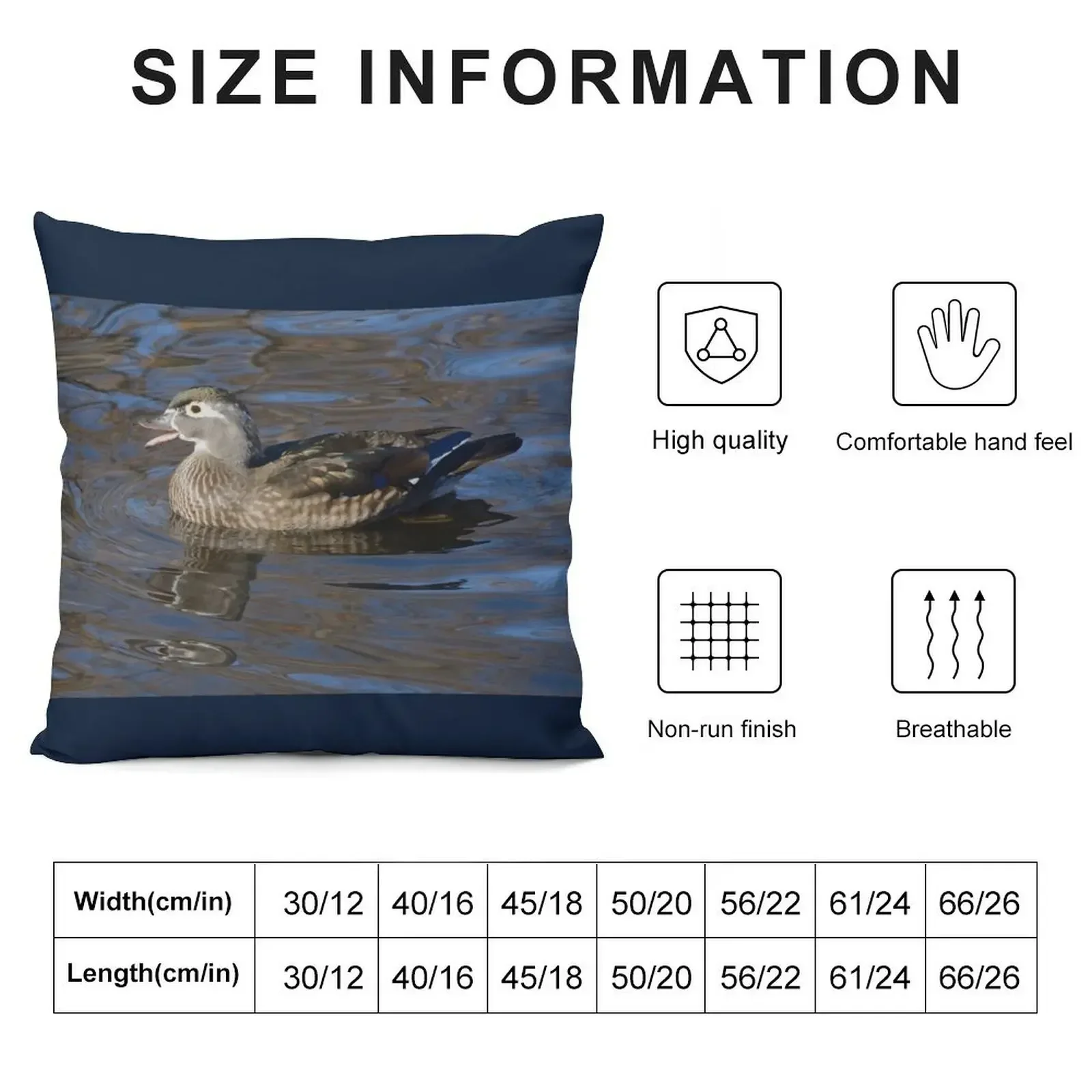 Wood duck hen swimming in lake Throw Pillow bed pillows Pillowcases pillow