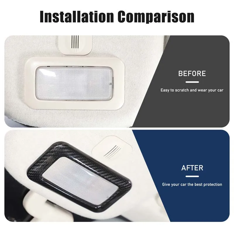 

For Fiat 500 2016-2025+ Real carbon fiber car roof reading light frame decoration sticker car interior accessories 1Pcs
