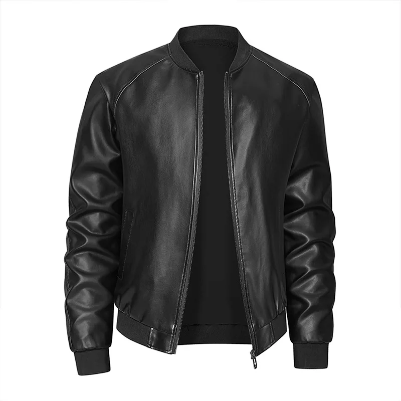 

Spring Autumn Men Motorcycle Leather Jacket Junior Coat Men Stand Up Collar Casual Handsome Leather Jacket men Jacket