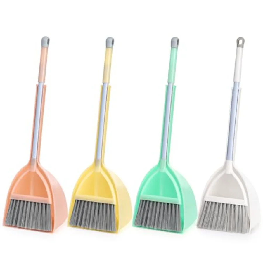 

Set of 4 Mini Broom with Dustpan for Broom and Dustpan Set Cleaning Set Boys Girls Little Housekeeping Helper Set for Kitchen B